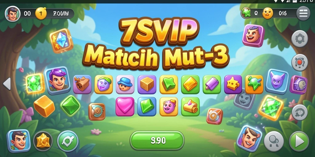 Tampilan gameplay Match-3 yang menarik di 7SVIP.