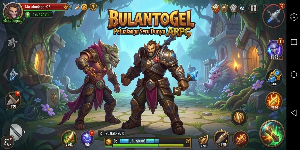 Screenshot gameplay <strong>BULANTOGEL</strong> menampilkan pertarungan seru antar karakter.