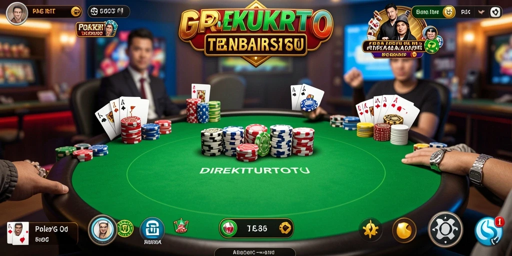 Screenshot DIREKTURTOTO menampilkan antarmuka permainan Poker yang menarik dan interaktif.