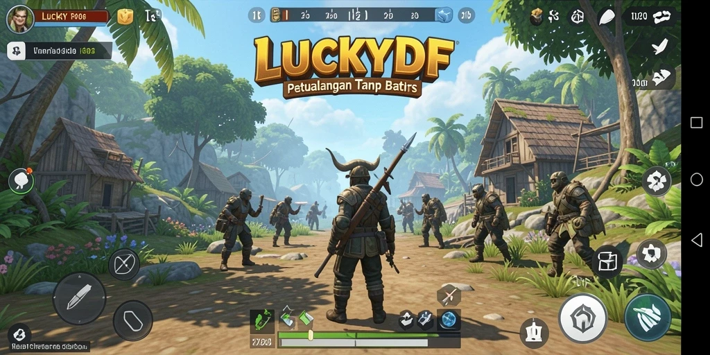 Tampilan gameplay LUCKYDF yang menakjubkan di dunia terbuka.