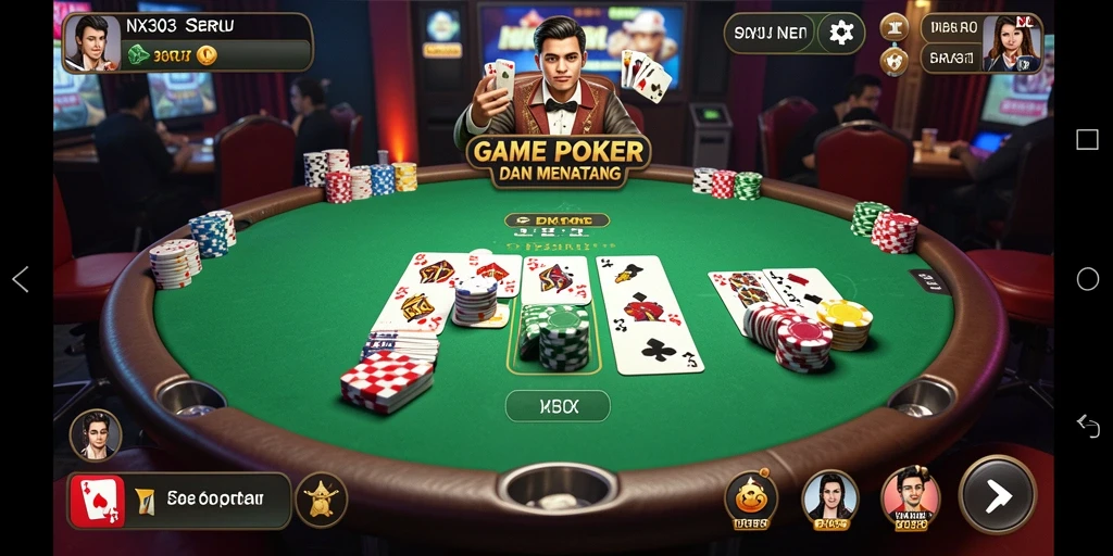 Screenshot gameplay NX303 menampilkan pemain yang bersaing dalam permainan Poker.