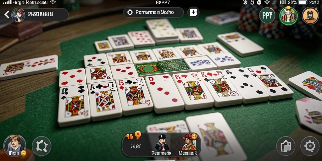 Screenshot gameplay PP7 yang menunjukkan suasana seru bermain Domino.