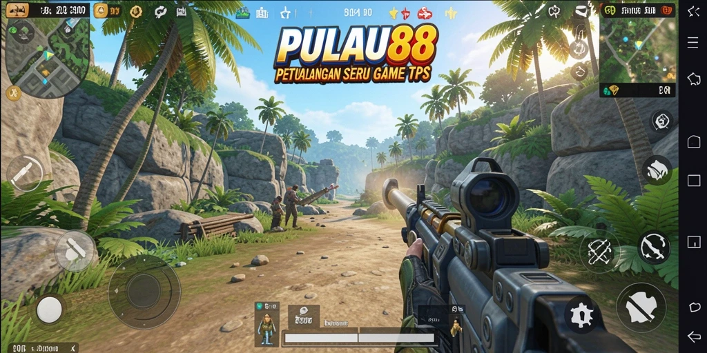 Screenshot menampilkan aksi seru dalam gameplay TPS PULAU88.