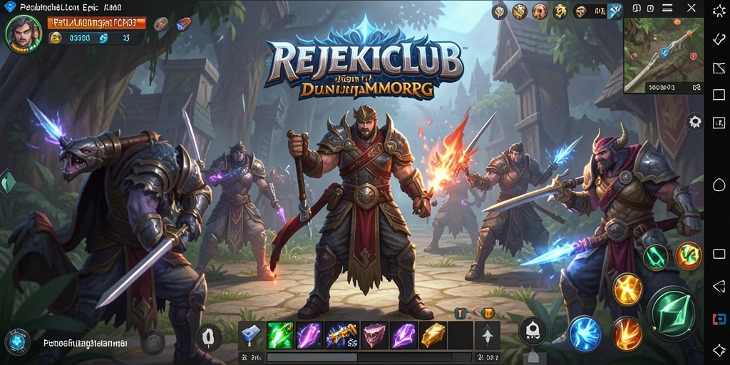 Tangkapan layar utama REJEKICLUB menunjukkan aksi seru petualangan MMORPG.